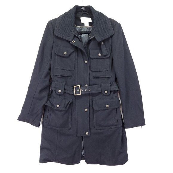 Worthington Military Style Trench Coat Womens Size Small Black Wool Blend - Picture 4 of 15